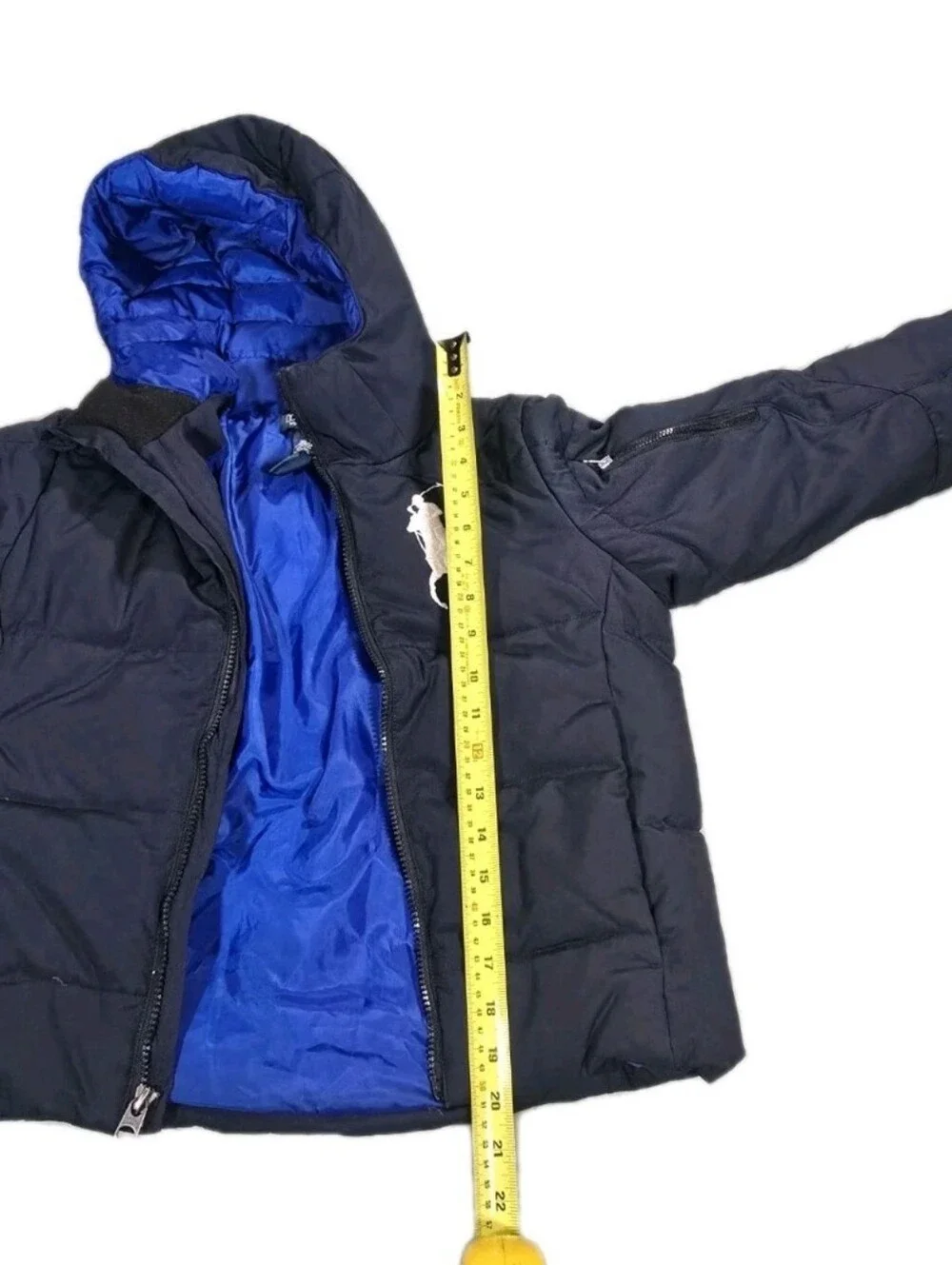 Ralph Lauren Black Jacket with Royal Blue Interior. Boys Puffer Coat Size Small.